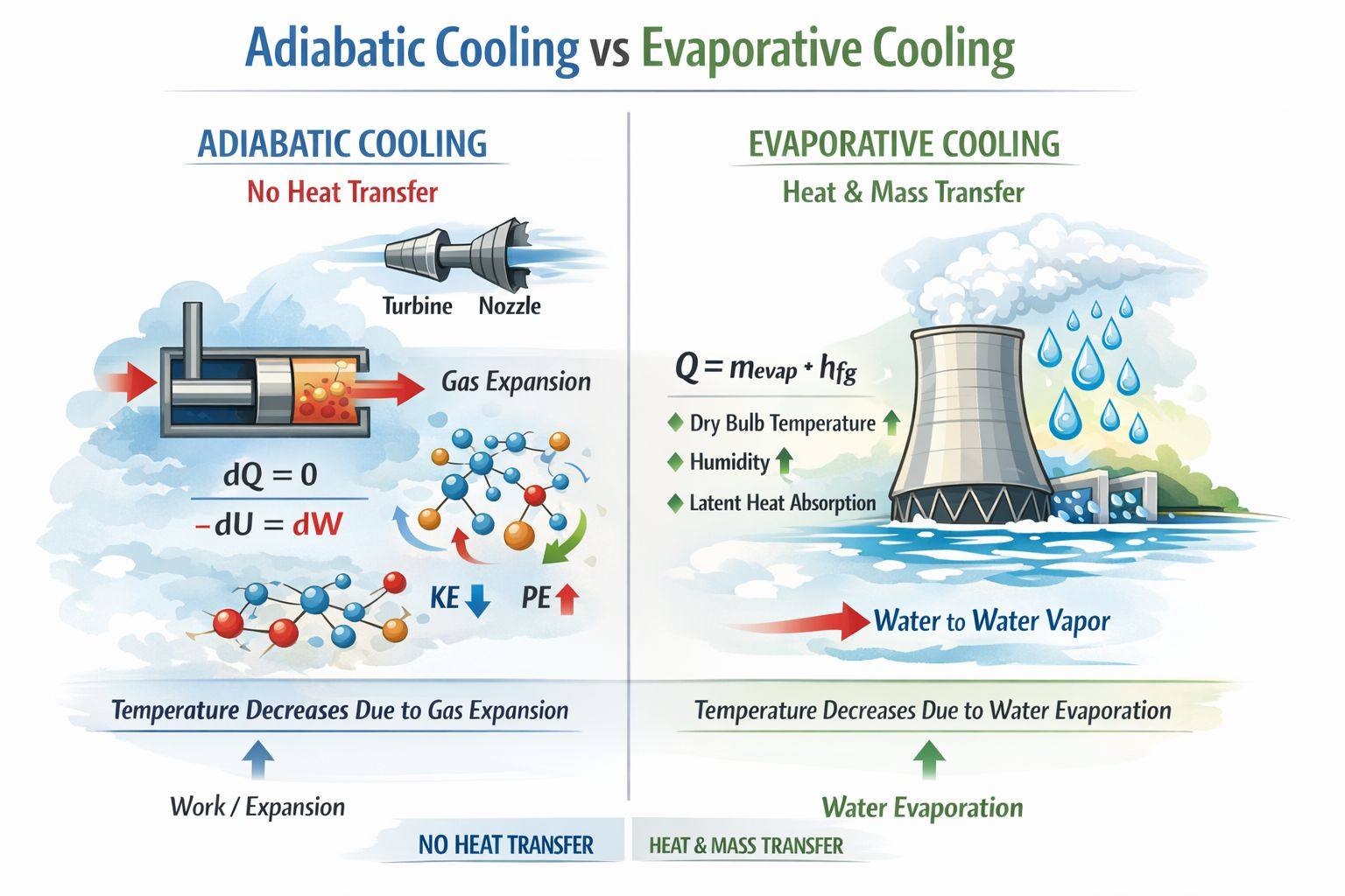 Adiabatic cooling vs Evaporative cooling